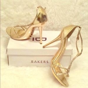 Diamond Studded Gold Evening Sandal